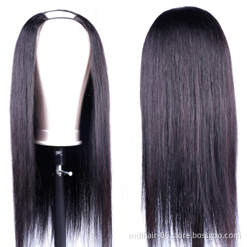 Wholesale Straight Human Hair Wigs For Black Women Peruvian Hair Wigs Cheap U Part Wig Glueless Remy Human Hair